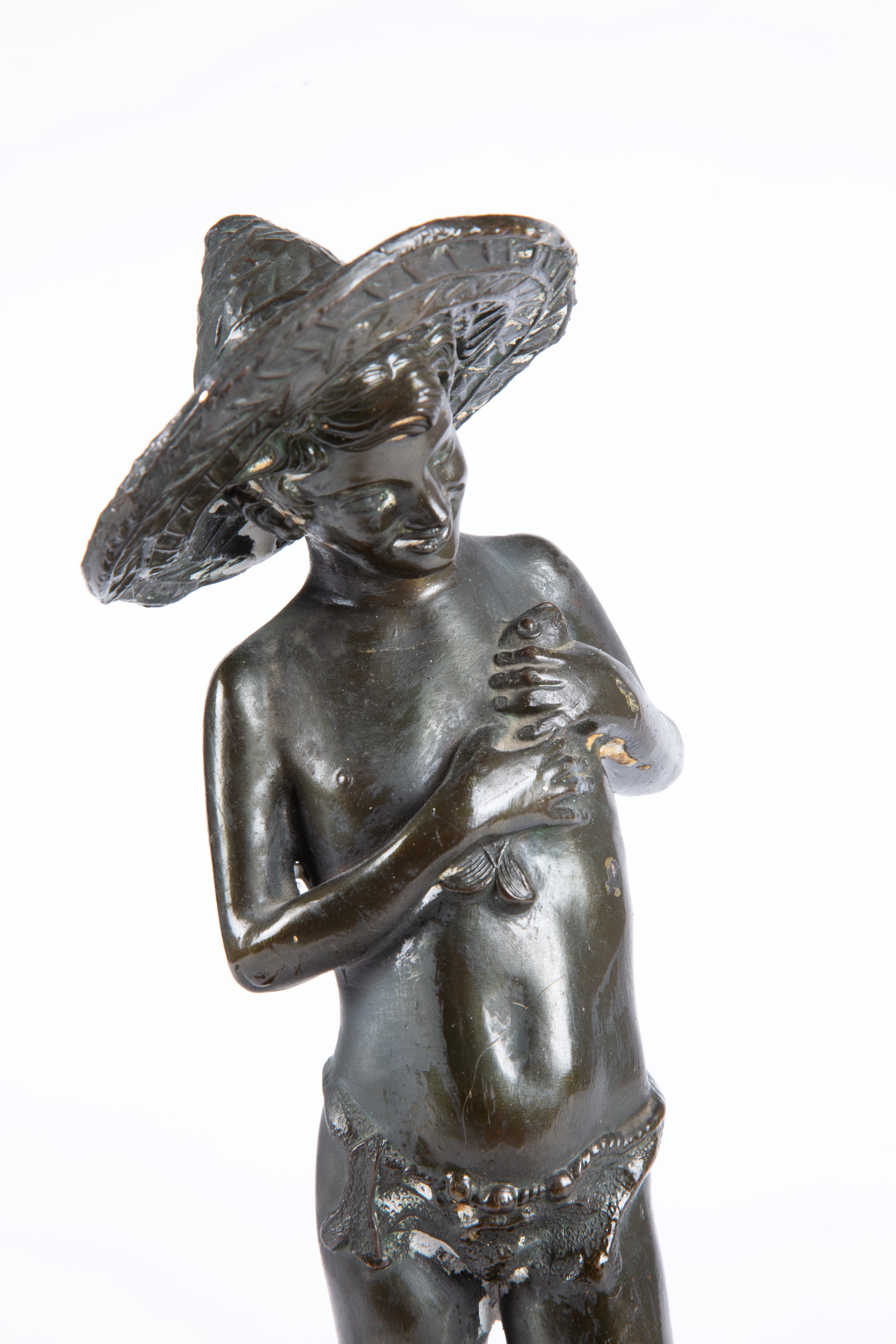 Giovanni Varlese - Pescatore, scultura in bronzo patinato