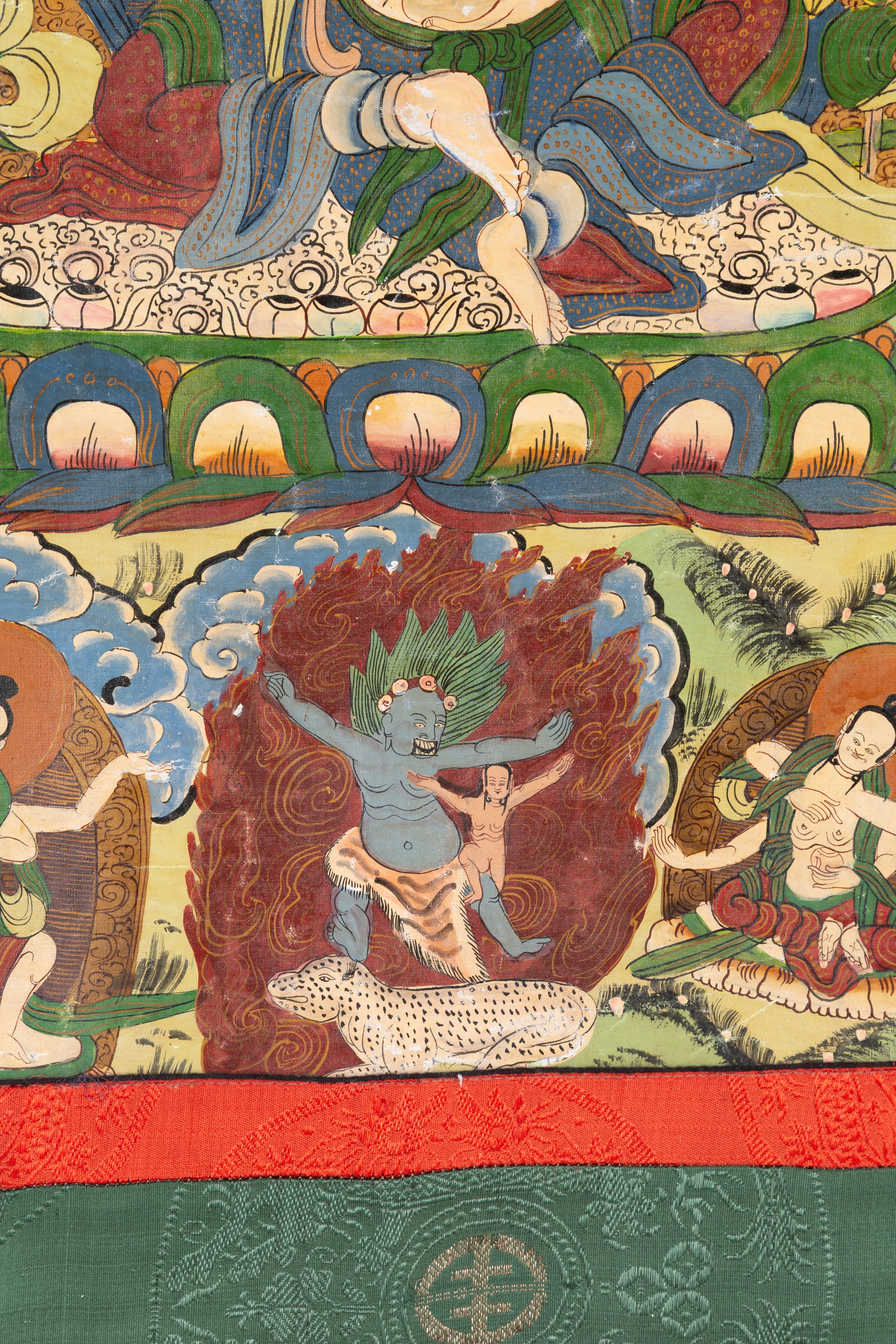 Thangka, Divinità della tradizione buddhista, Tibet, pittura a mano (inizi XX secolo)