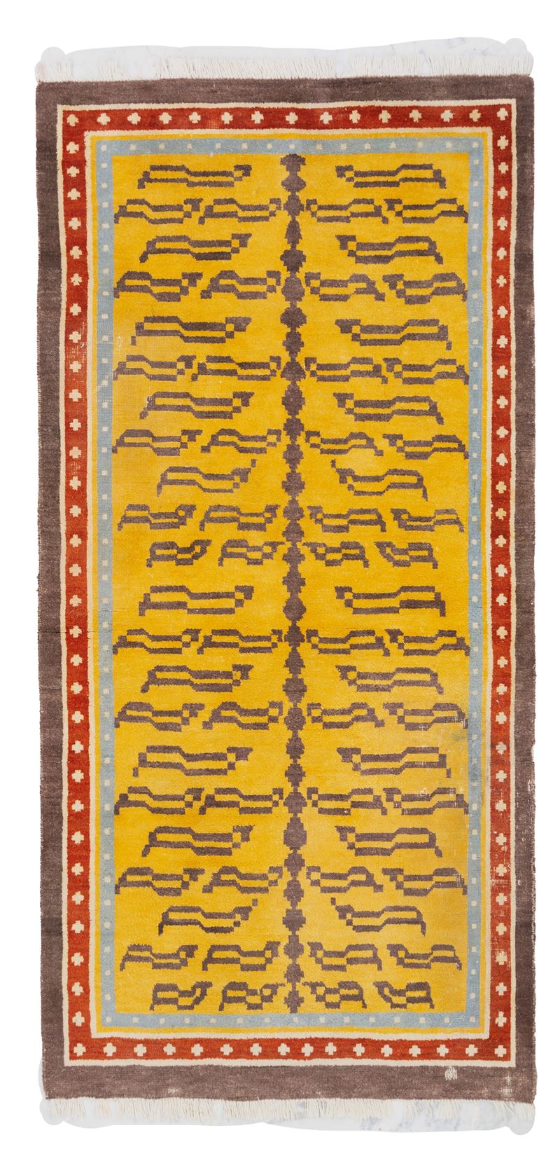 Tappeto con disegno a tigre, Tibet, prima metà del XX secolo, 207x101 cm ca.