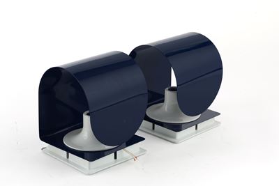 Coppia di applique Space Age, metallo laccato blu, anni ’70