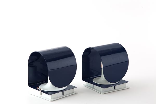 Pair of blue wall lights