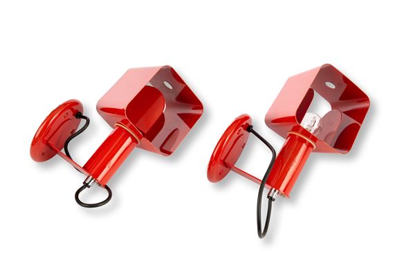 Pair of red wall lights