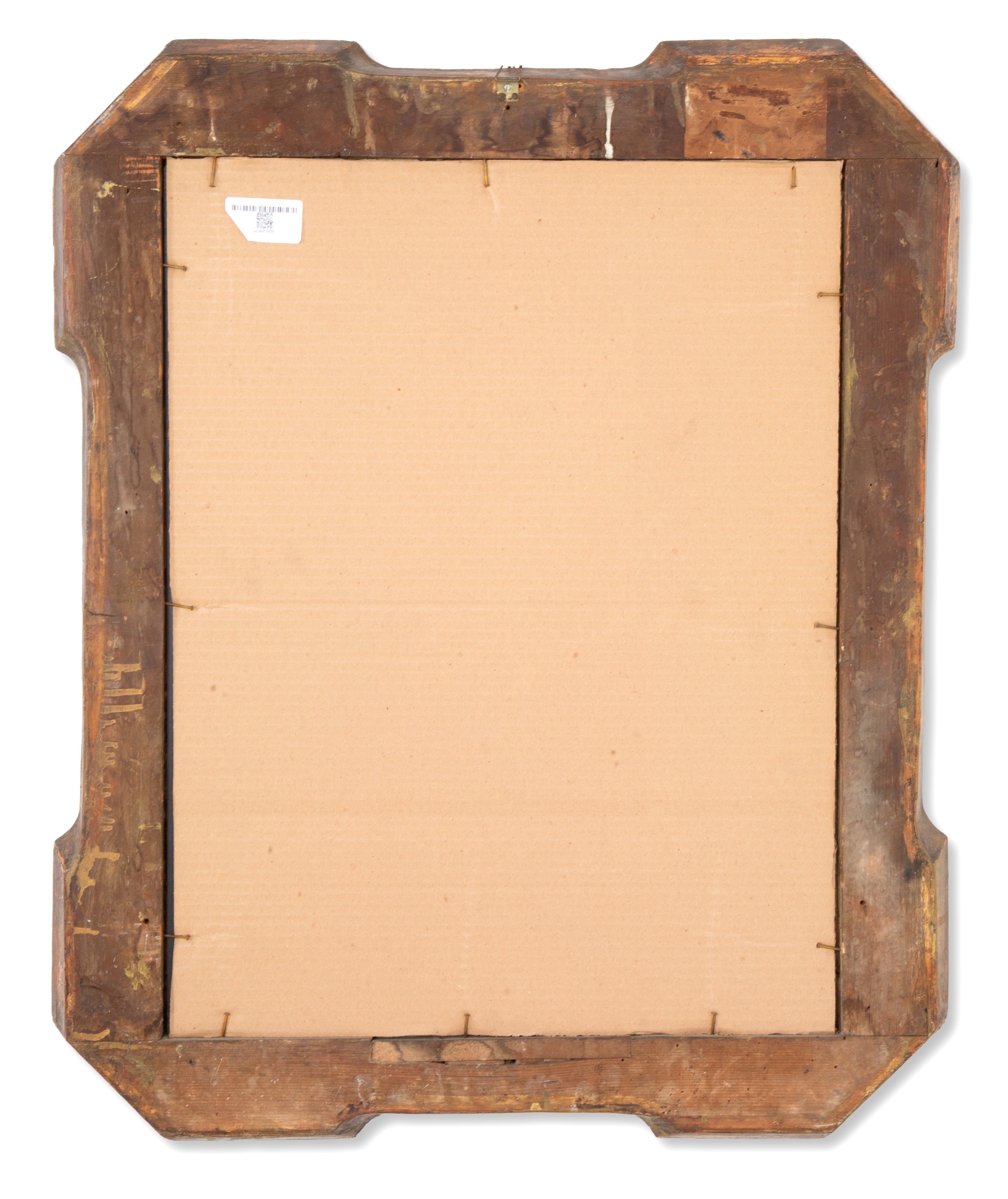 Cornice a vassoio con specchio, legno argentato, XIX secolo