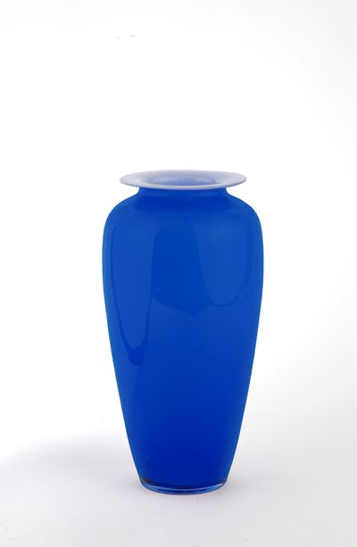 Vaso, vetro soffiato blu, oggetto decorativo