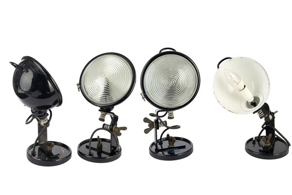 Four black lamps