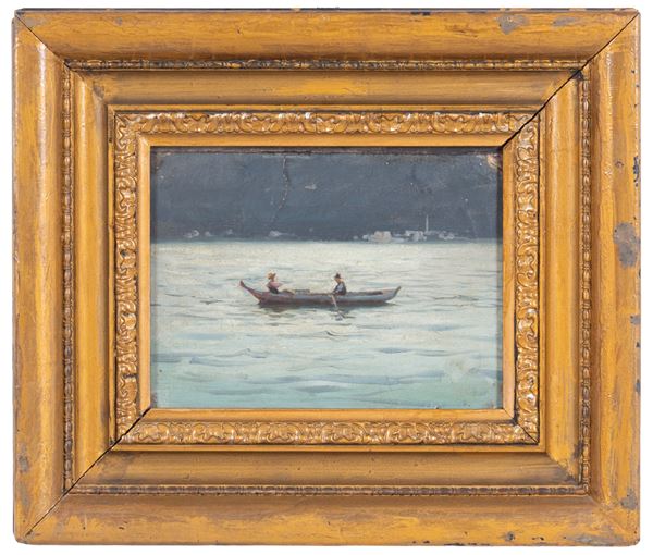 Small painting "BOAT IN THE LAGOON"