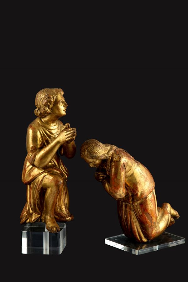 Due sculture "ANGELI GENUFLESSI"