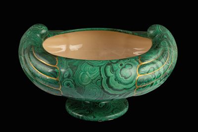 Cachepot, ceramica dipinta a finta malachite, anni '20