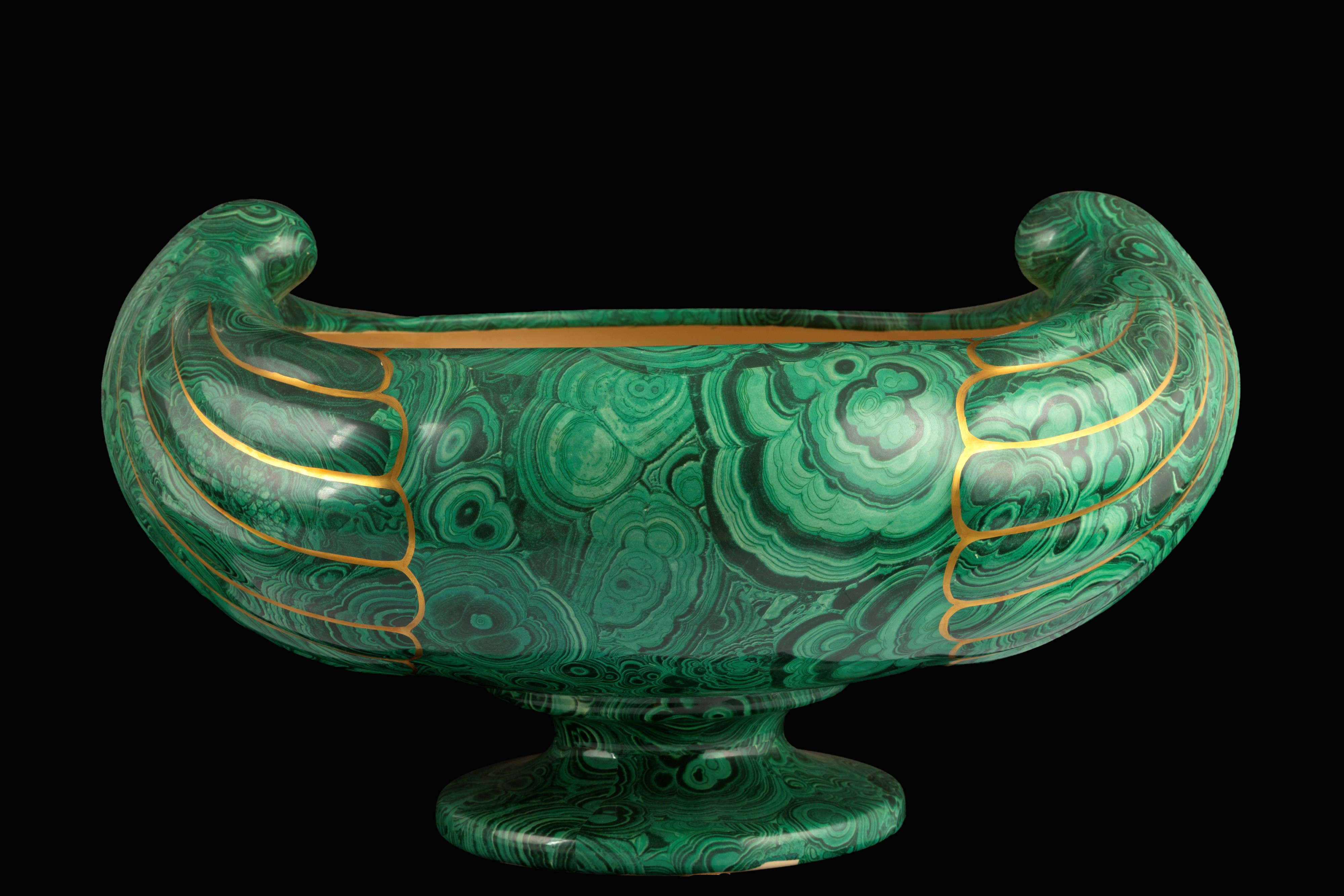 Cachepot, ceramica dipinta a finta malachite, anni '20