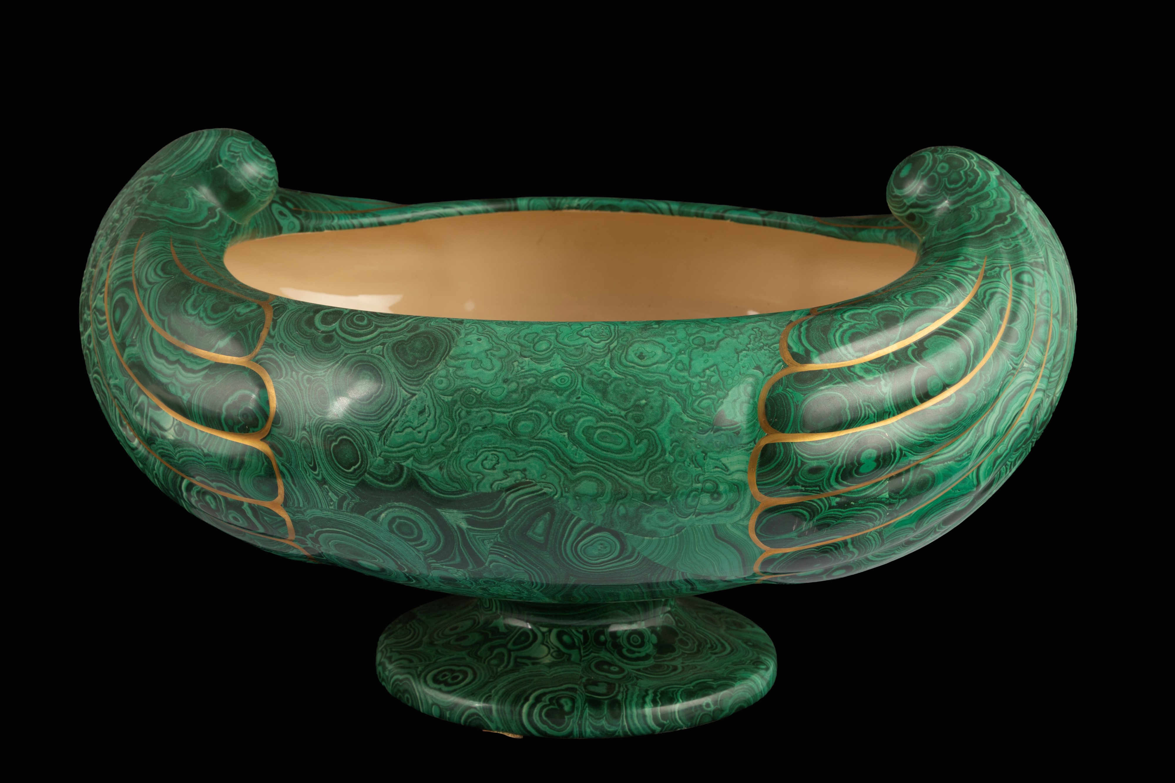 Cachepot, ceramica dipinta a finta malachite, anni '20