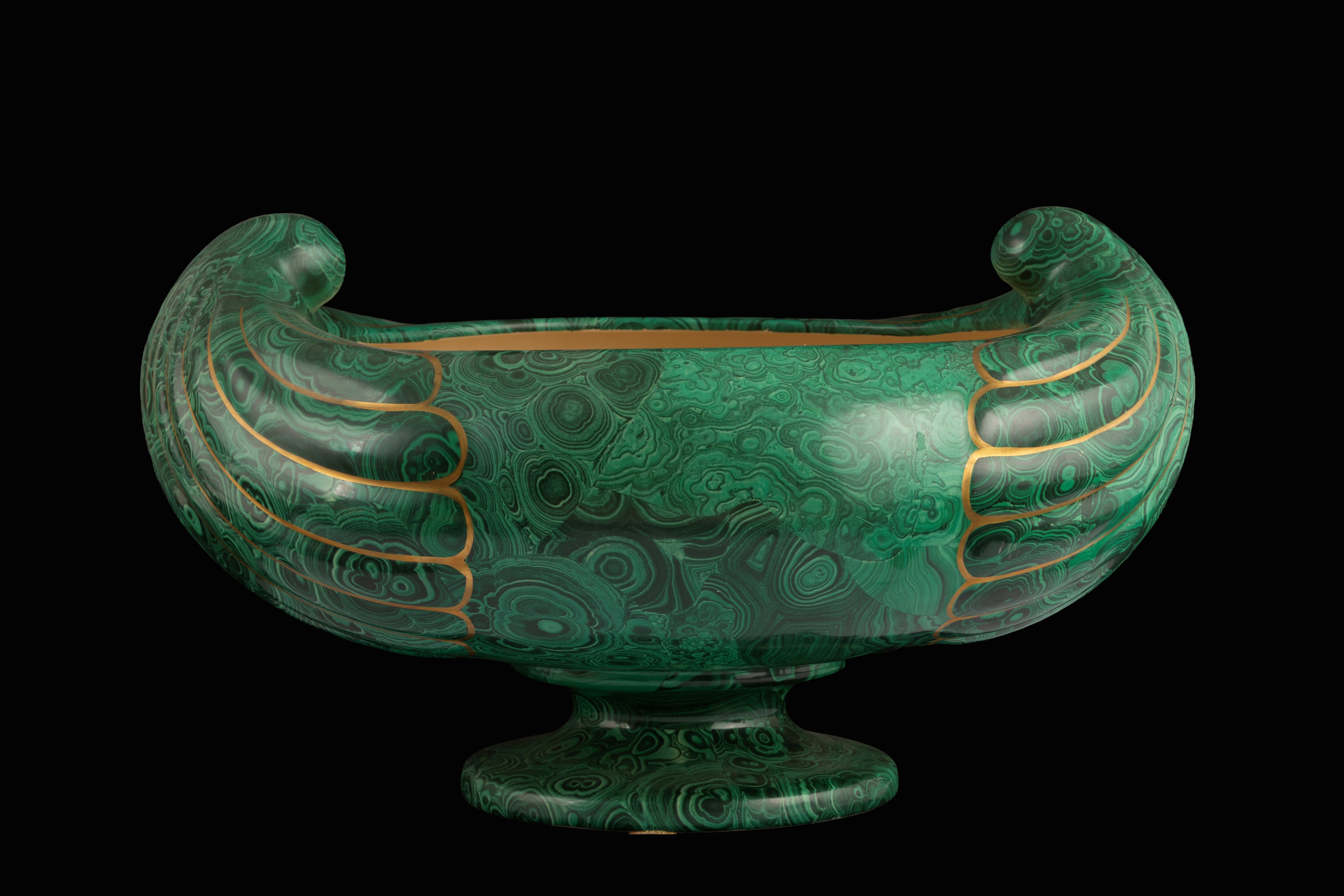 Cachepot, ceramica dipinta a finta malachite, anni '20