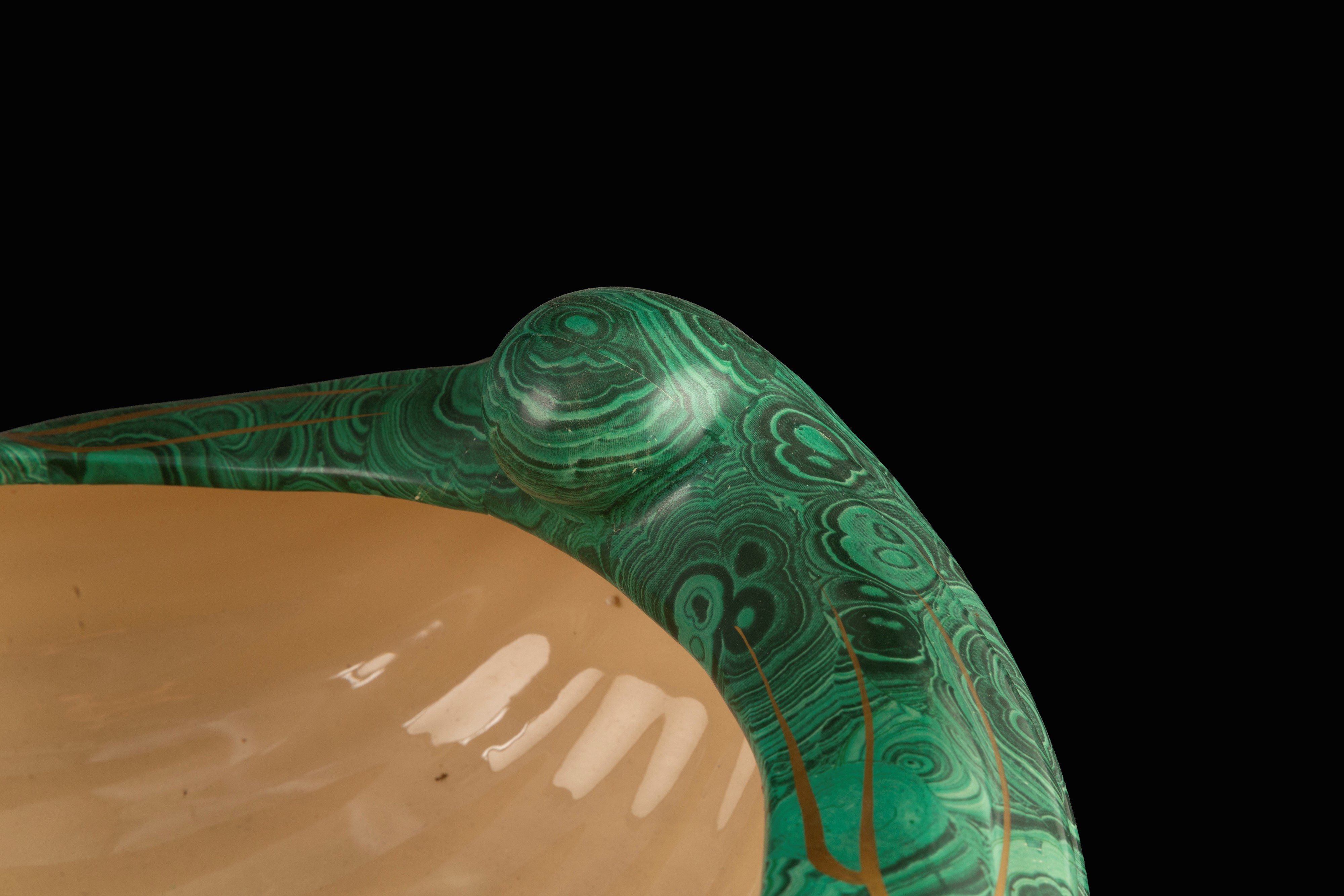 Cachepot, ceramica dipinta a finta malachite, anni '20