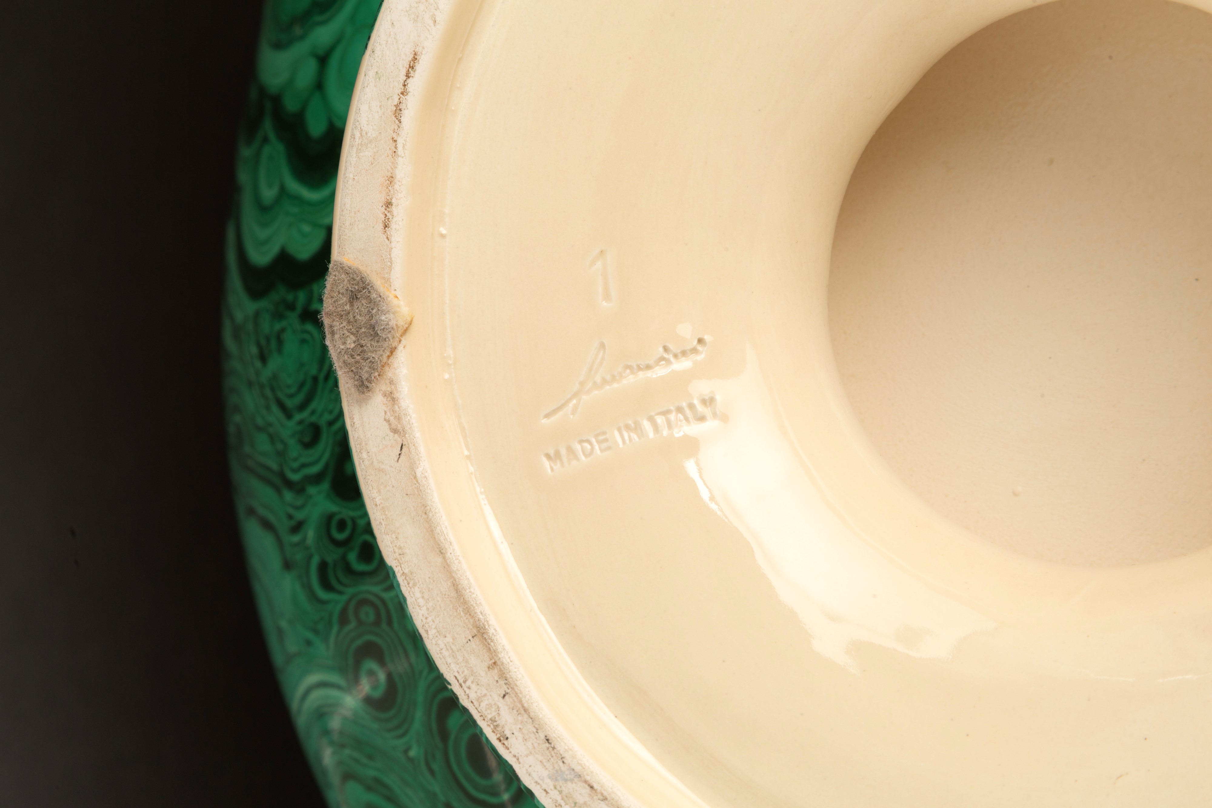 Cachepot, ceramica dipinta a finta malachite, anni '20