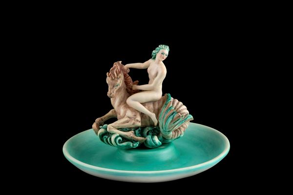 Centerpiece "NUDE WOMAN ON HORSEBACK". NOVE DI BASSANO