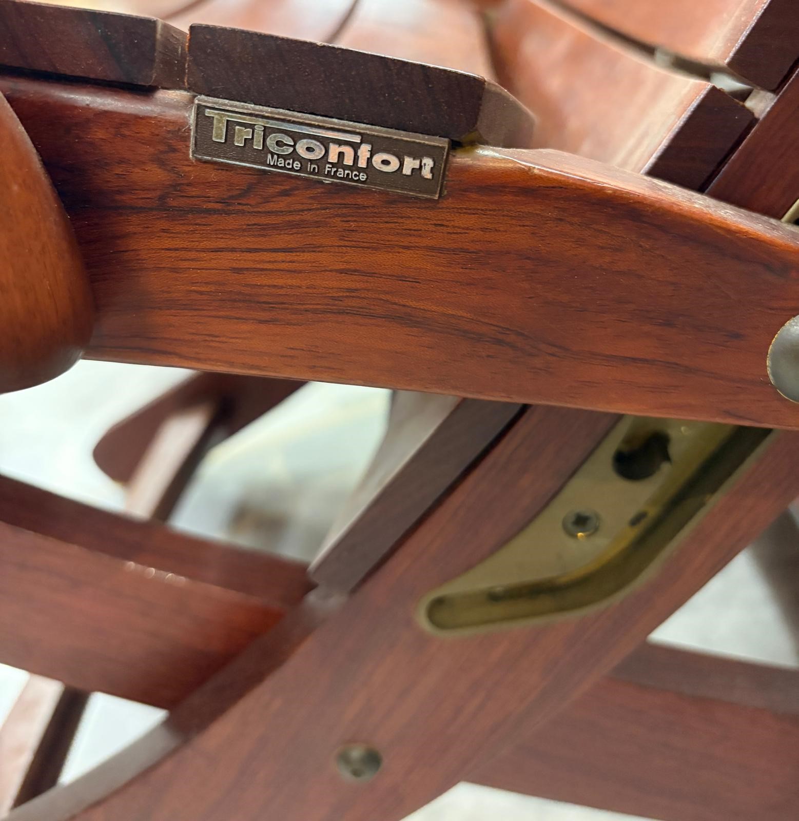 Triconfort, Set da giardino in legno esotico (divano, sdraio, sedia e tavolino pieghevoli), anni ...