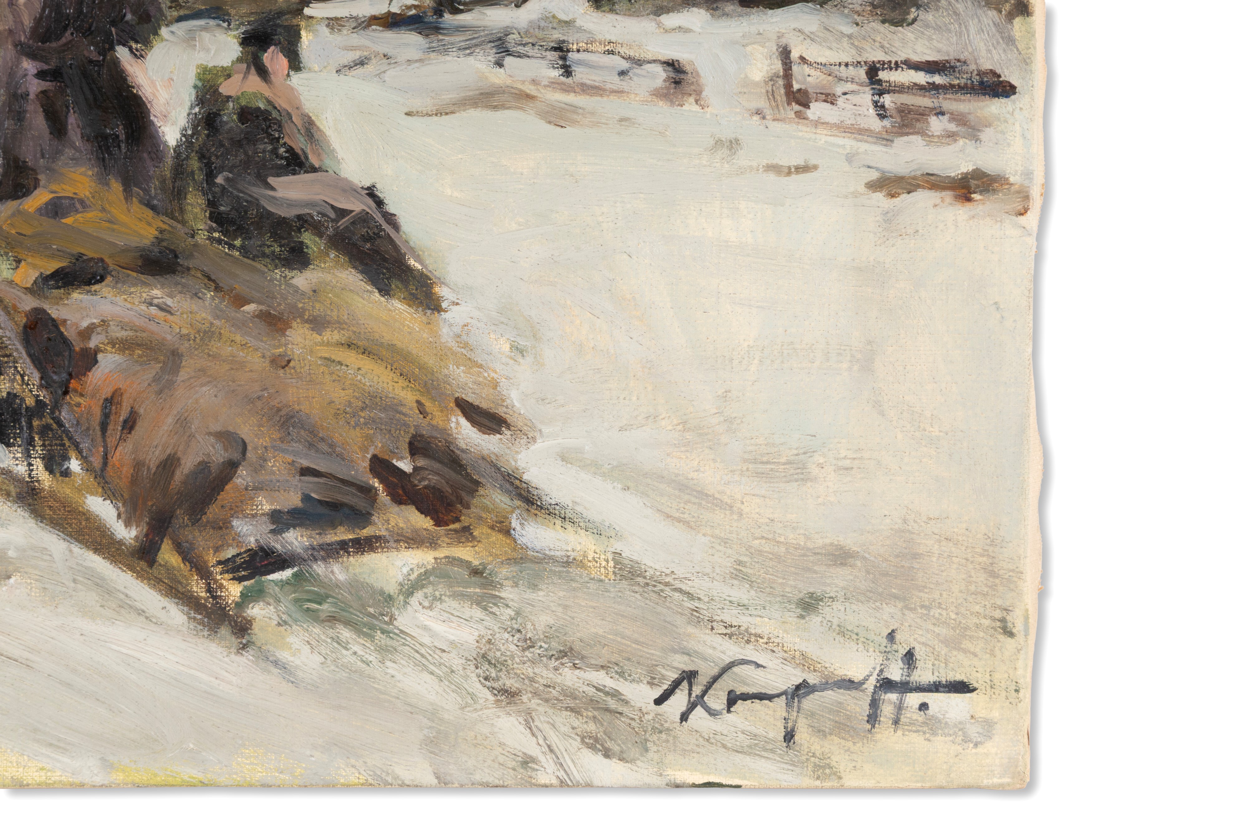 Ivan Karpoff - Paesaggio invernale con uomini, cavalli e slitta