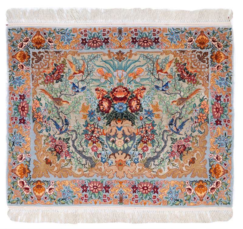 Tappeto Isfahan, qualità extra fine, lana e seta, Persia