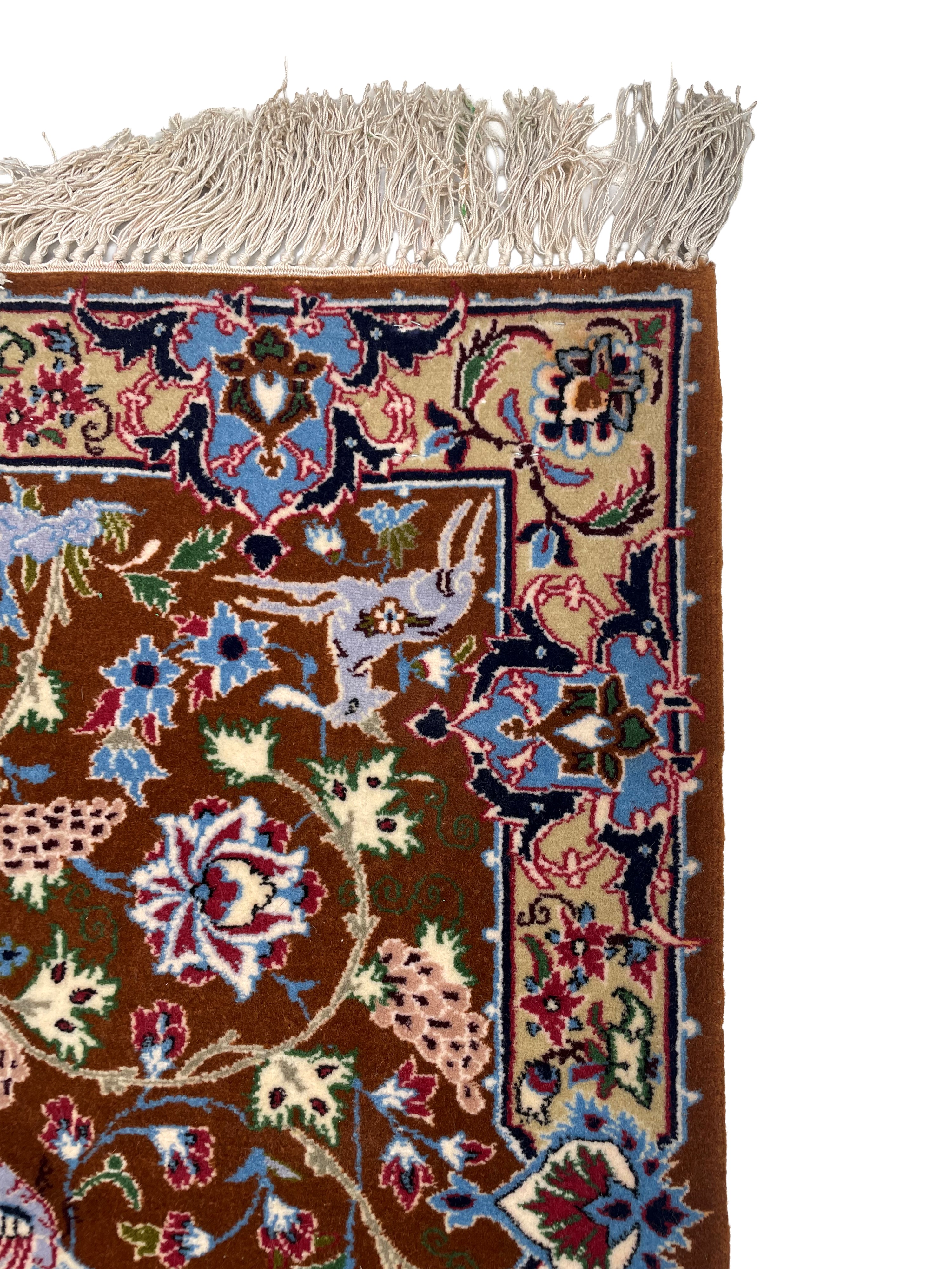 Tappeto Isfahan, lana e seta, Persia, fine XX secolo