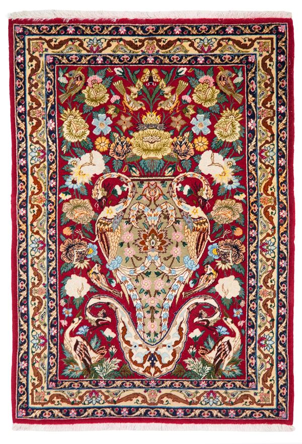 Isfahan wool and silk rug. Persia