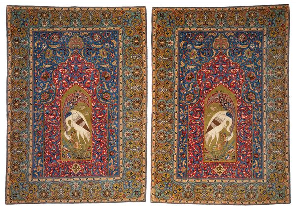 A pair of Isfahan carpets. Persia