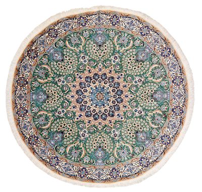 Tappeto Nain, Persia, lana e seta, diametro circa 220 cm