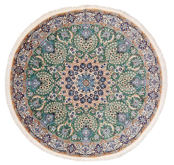 Nain wool and silk rug. Persia