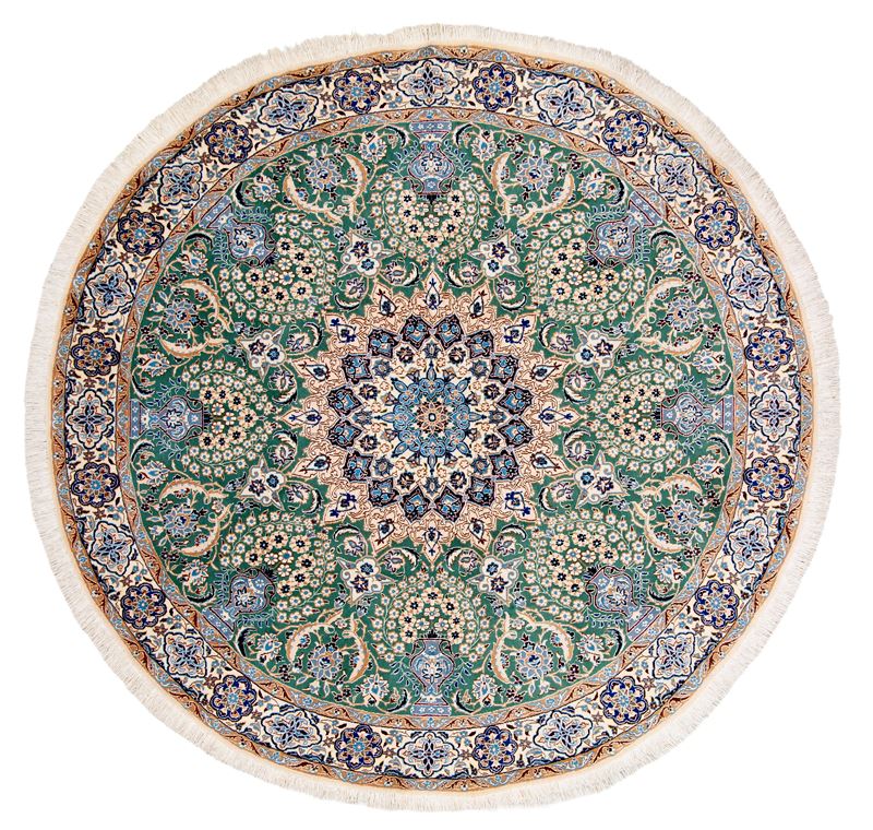 Tappeto Nain, Persia, lana e seta, diametro circa 220 cm
