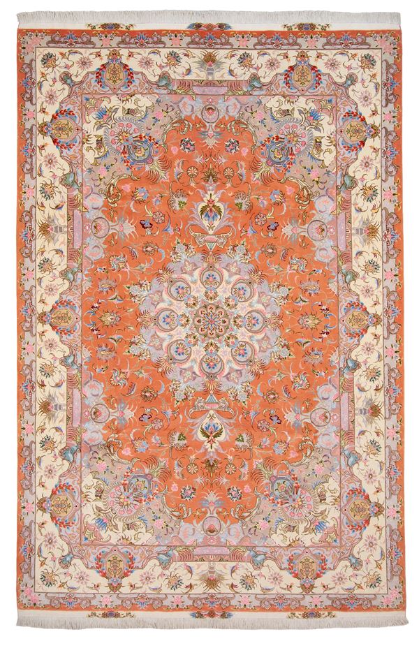 Wool and silk Tabriz carpet 60-raj. Persia