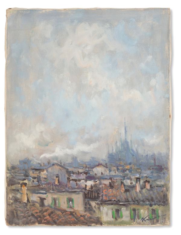 IVAN  KARPOFF - Painting "VIEW OF MILAN WITH THE CATHEDRAL IN THE BACKGROUND"