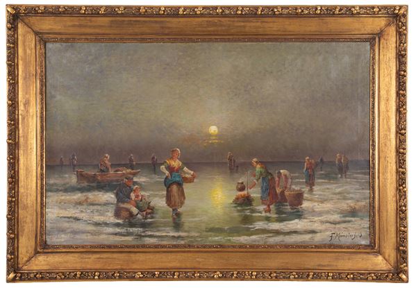 F. MÜNSTERFELD - Painting "FISHERWOMEN"