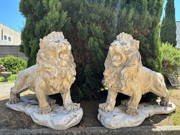 Pair of "LIONS" sculptures