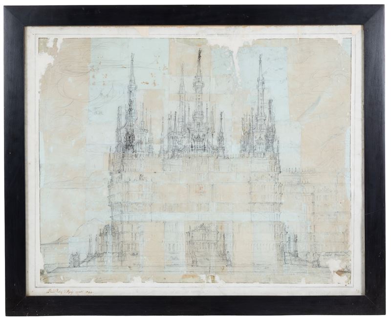 Placido Fabris - Palazzo di Atlante (disegno a matita)