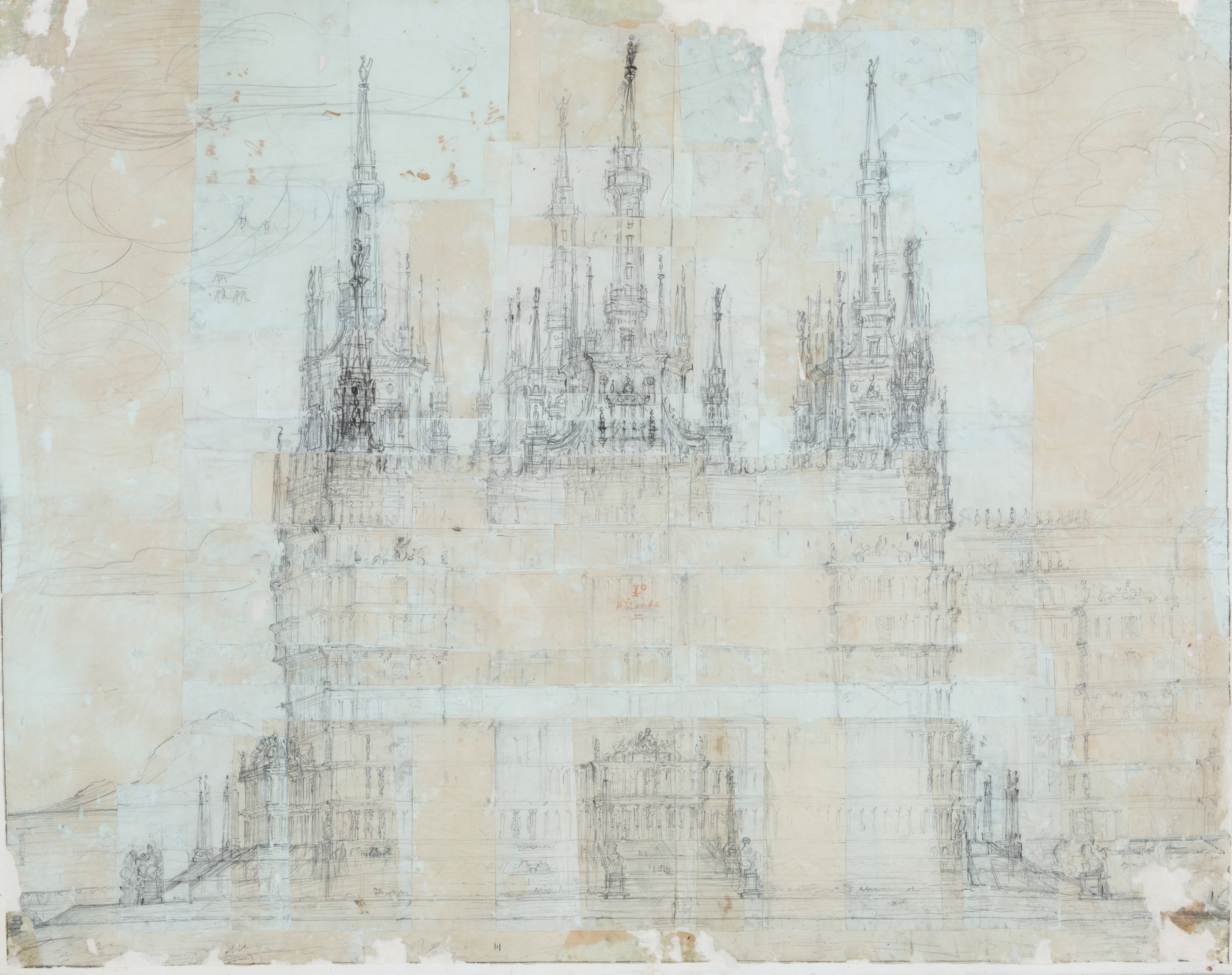 Placido Fabris - Palazzo di Atlante (disegno a matita)