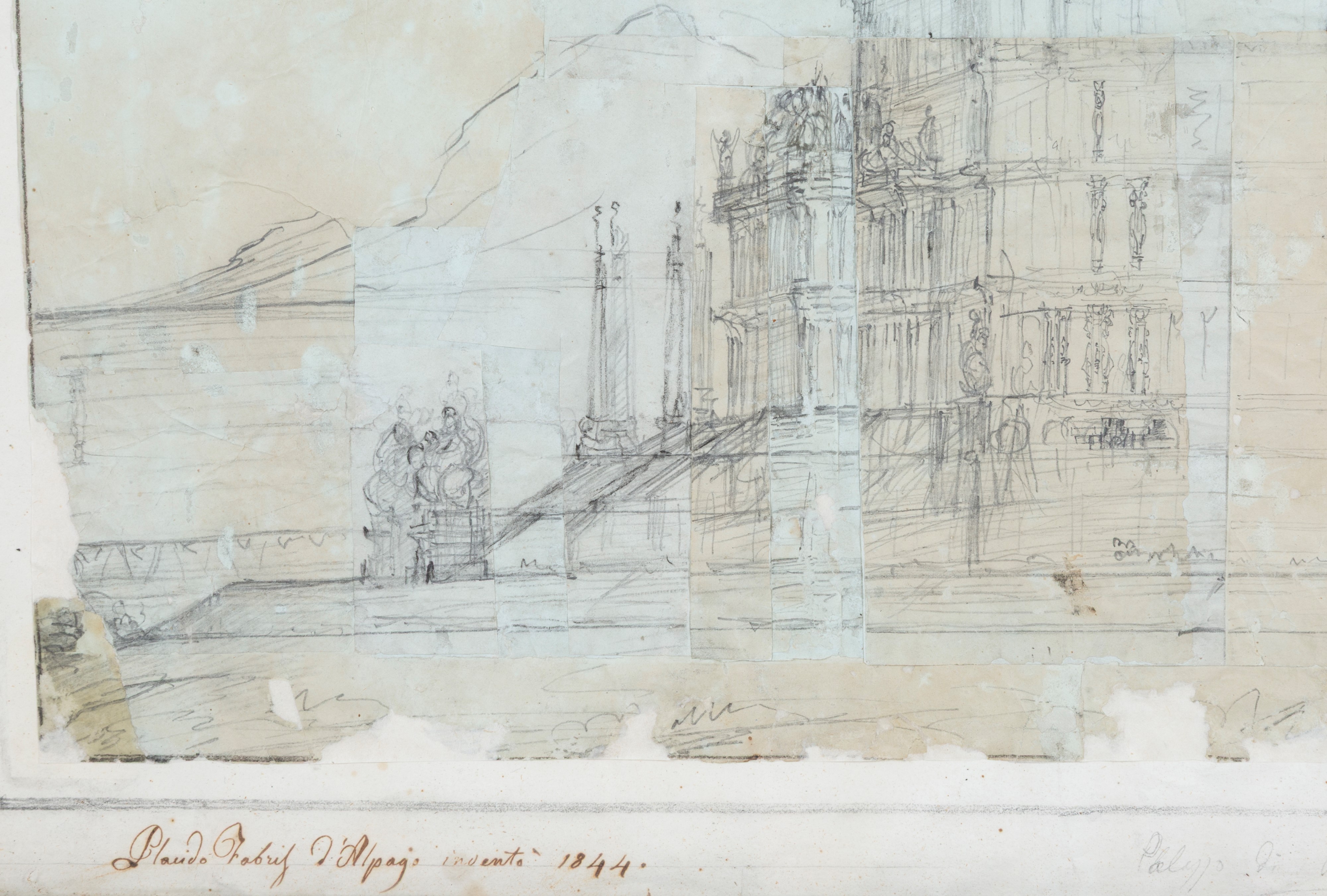 Placido Fabris - Palazzo di Atlante (disegno a matita)