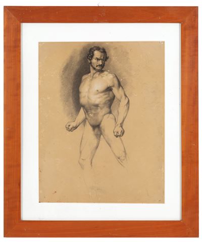 Nudo maschile, disegno a matita su carta