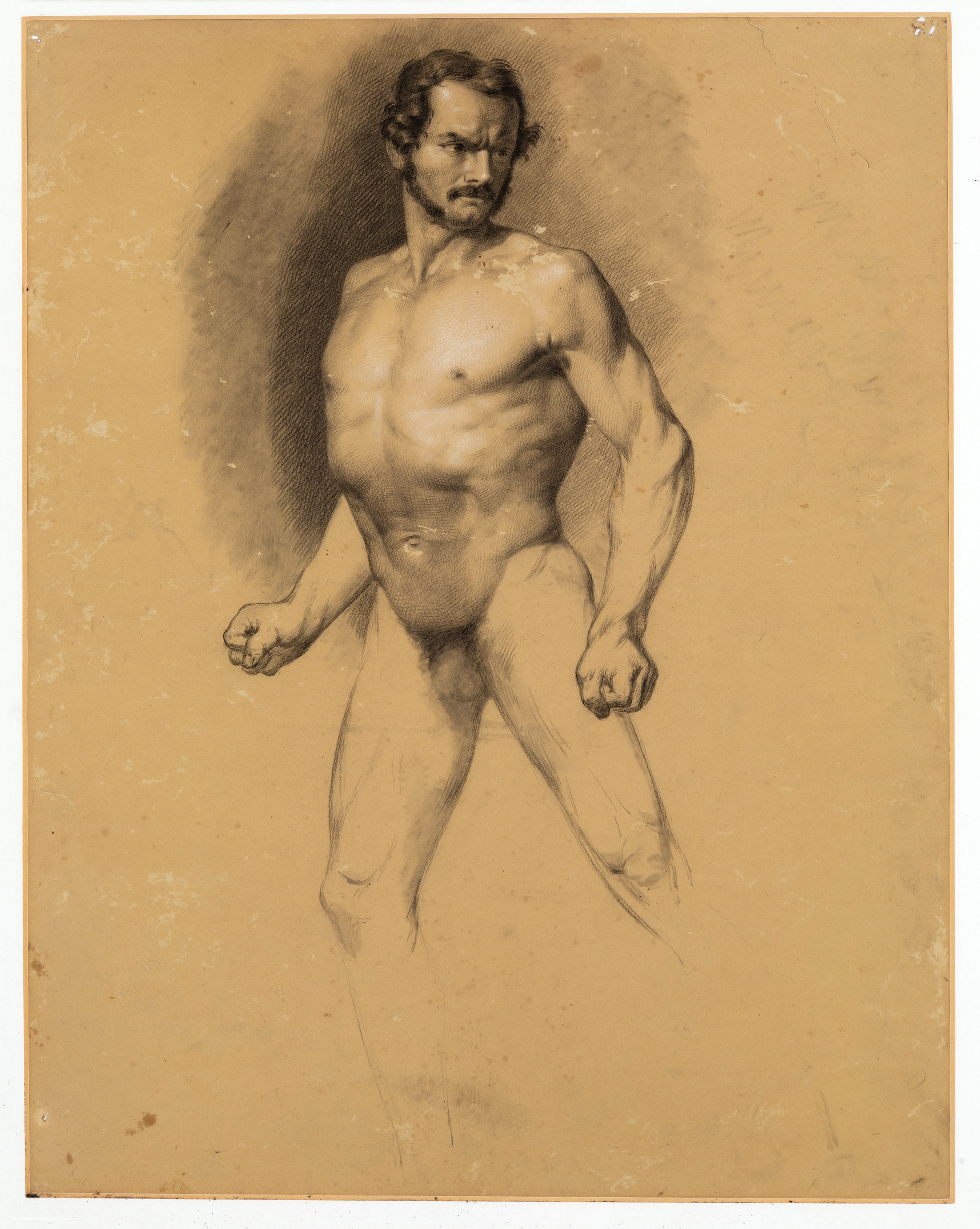 Placido Fabris - Nudo maschile, disegno a matita su carta