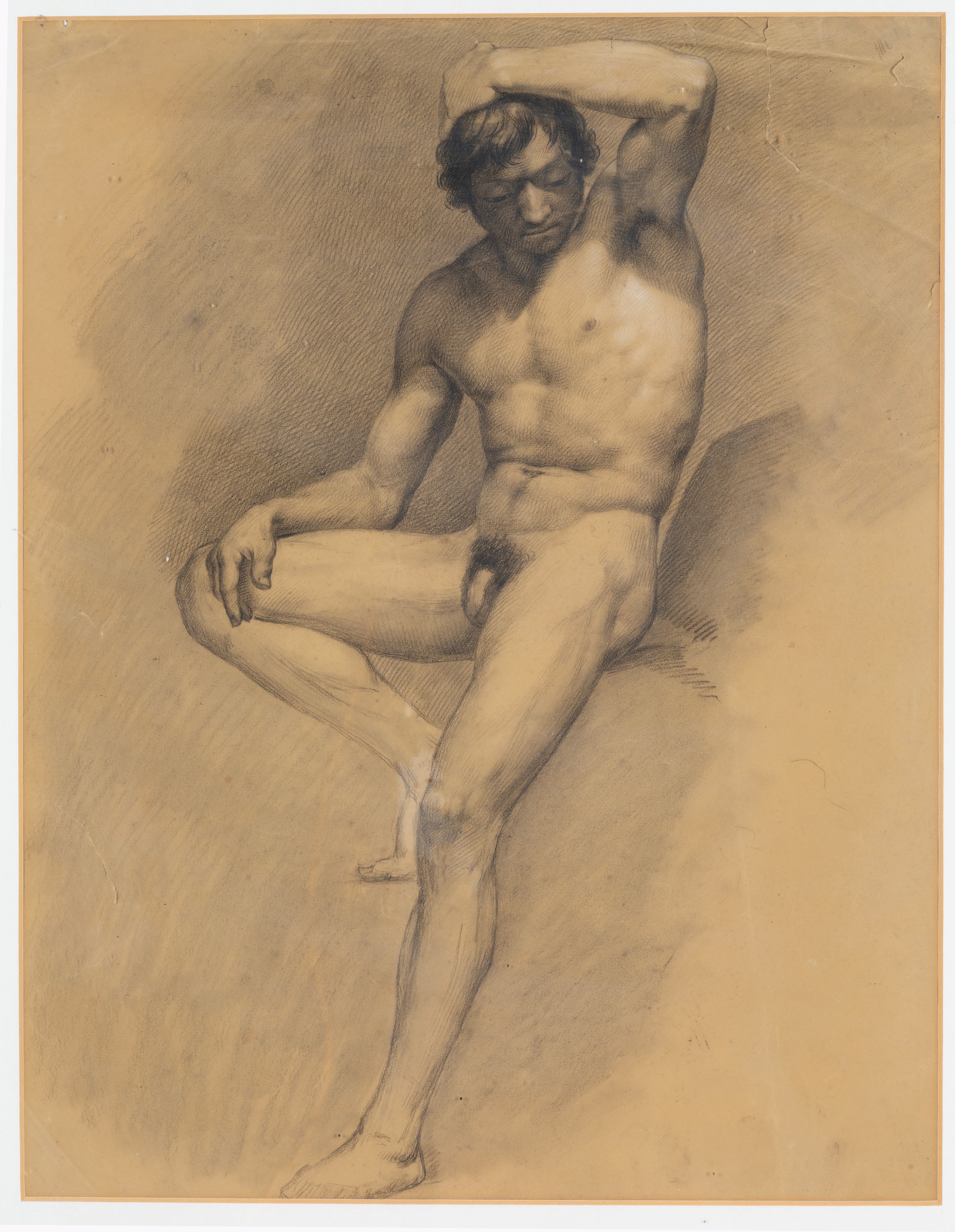Placido Fabris - Nudo maschile, disegno a matita su carta