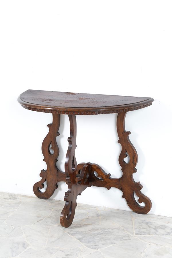 Crescent-shaped console table