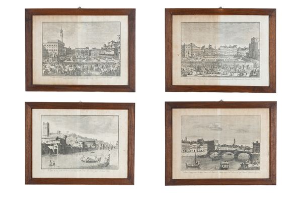 GIUSEPPE ZOCCHI - Quattro incisioni "VEDUTE DI FIRENZE"