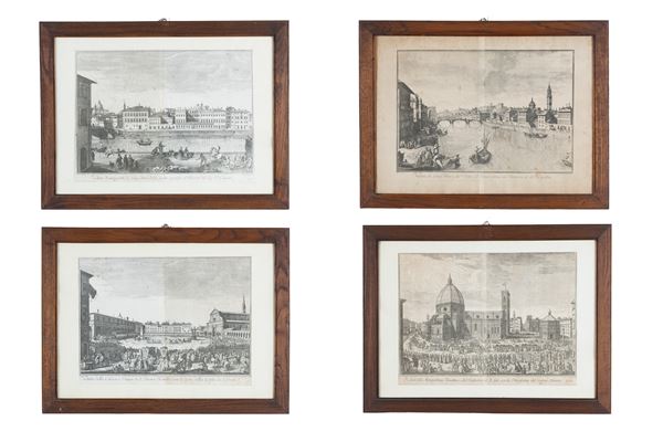 GIUSEPPE ZOCCHI - Quattro incisioni "VEDUTE DI FIRENZE"