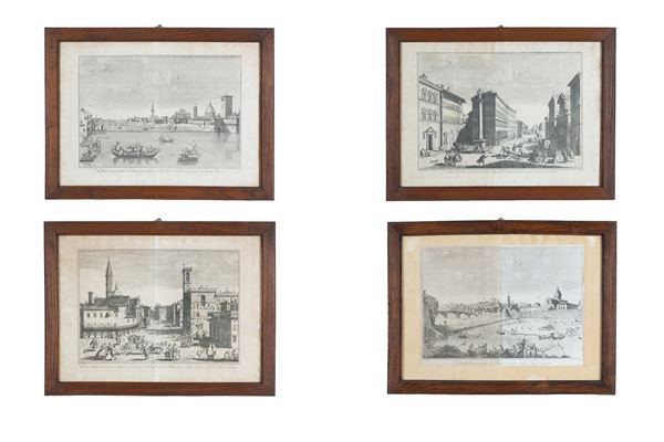 GIUSEPPE ZOCCHI - Quattro incisioni "VEDUTE DI FIRENZE"