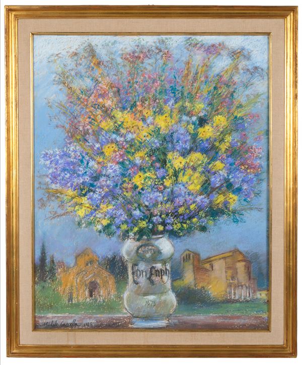 MICHELE CASCELLA - Pastel "FLOWERS IN THE SIENA AREA"