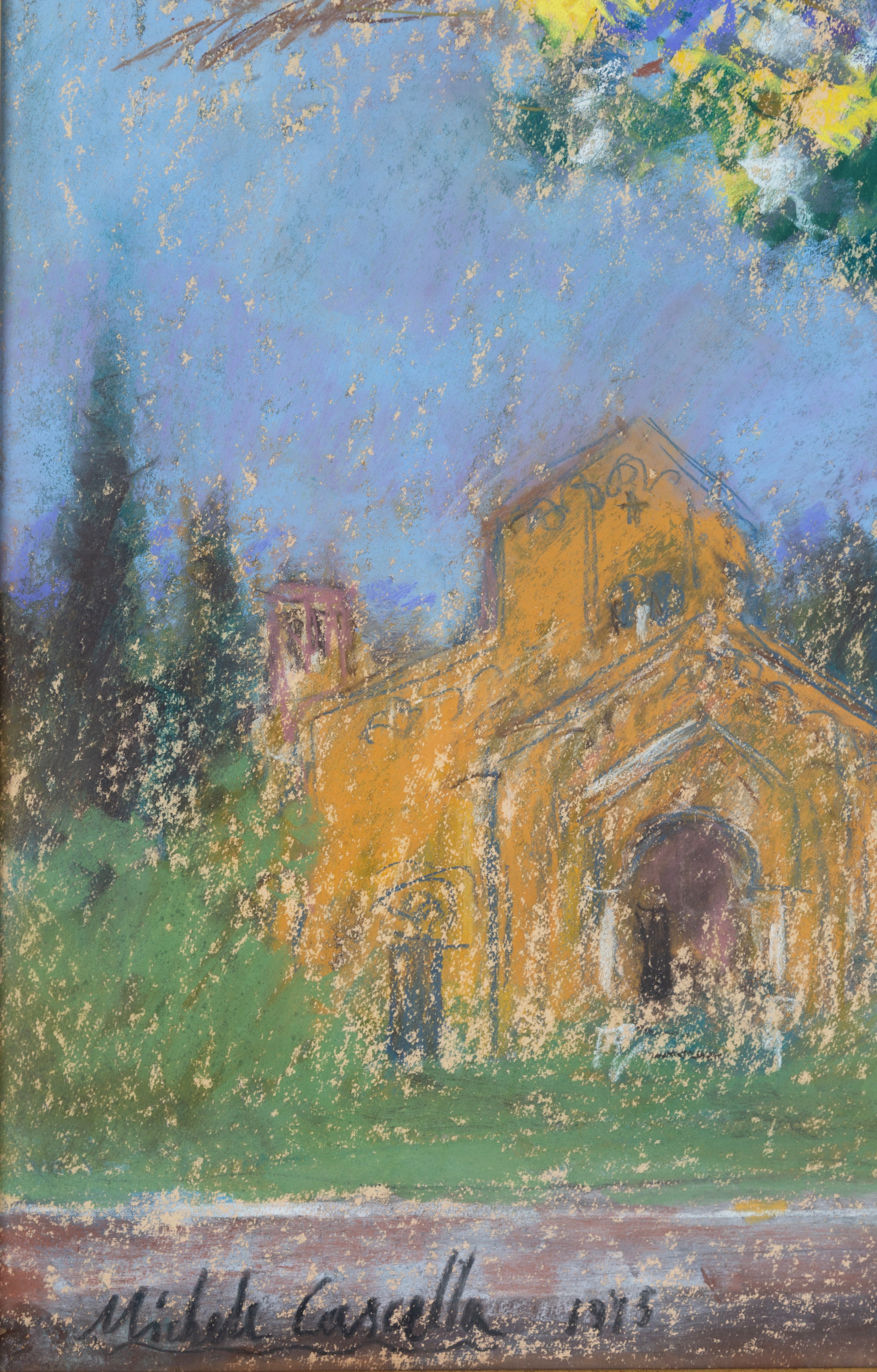 Michele Cascella - Fiori nel Senese, pastello su cartoncino (1975)