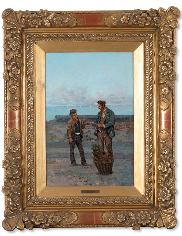 M.A. DE SALVIN - Painting "VEGETABLE SELLER"