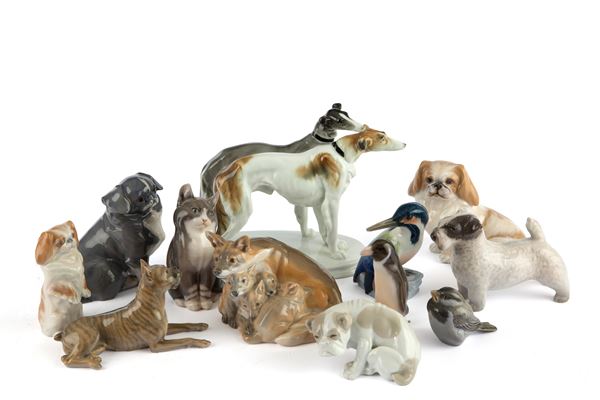 Twelve porcelain animals