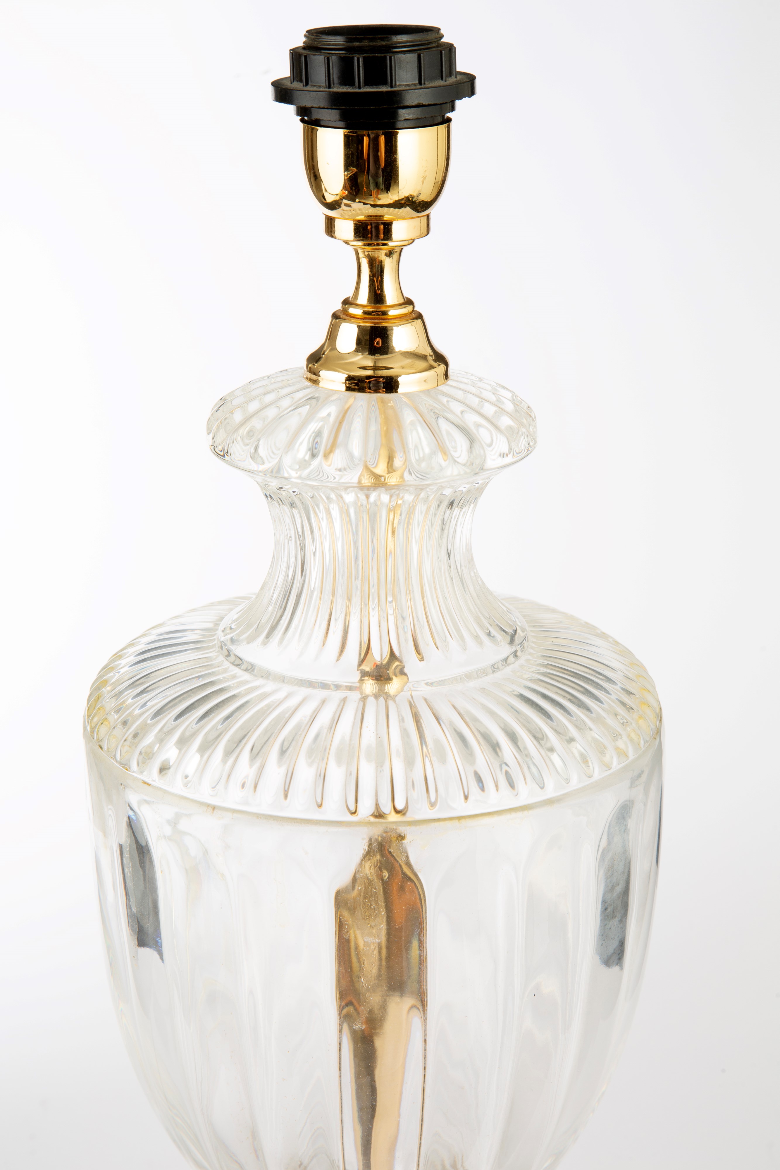 Lampada in vetro con base in ottone, XX secolo