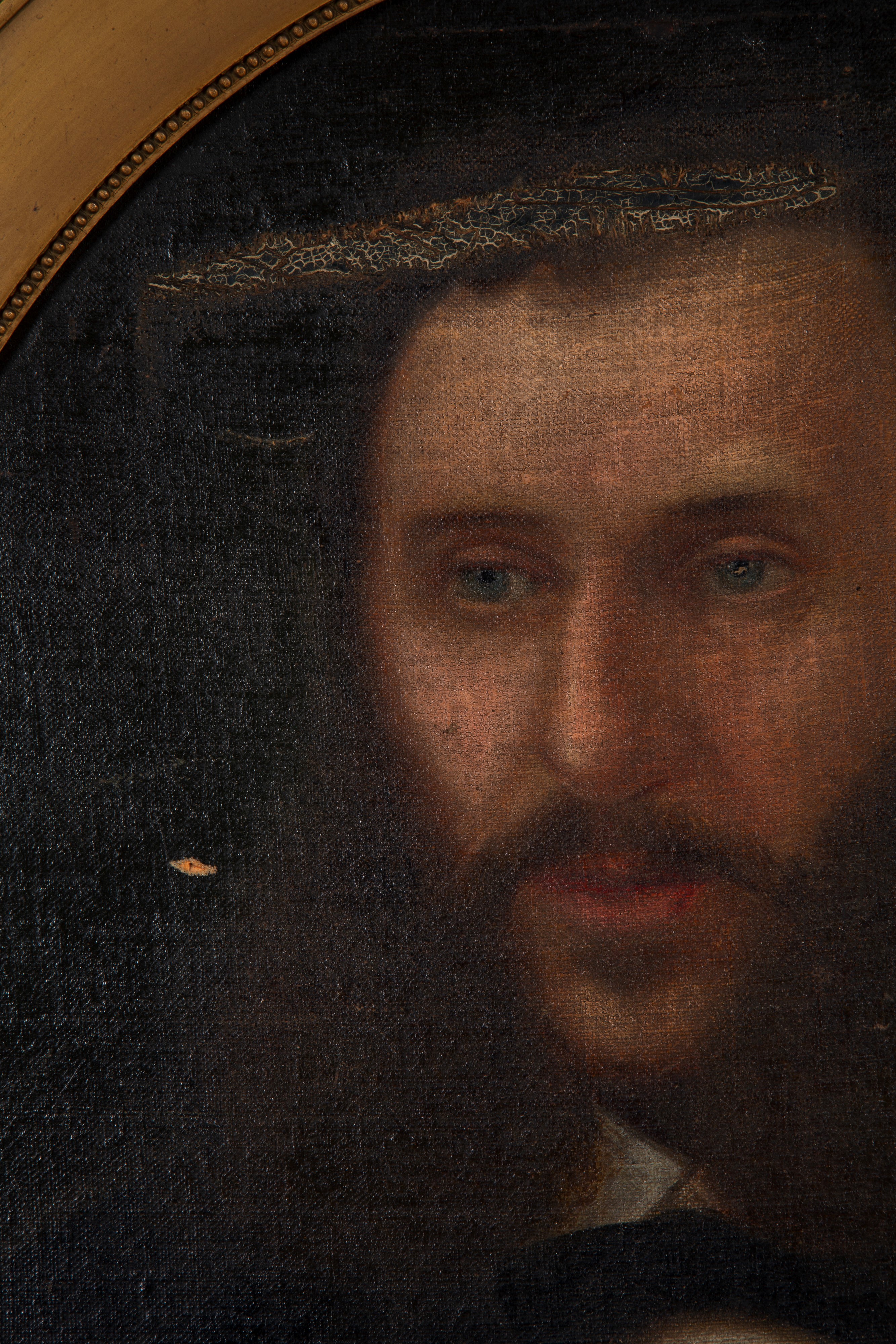Dipinto ovale, Ritratto di gentiluomo, olio su tela su cartone, XIX secolo