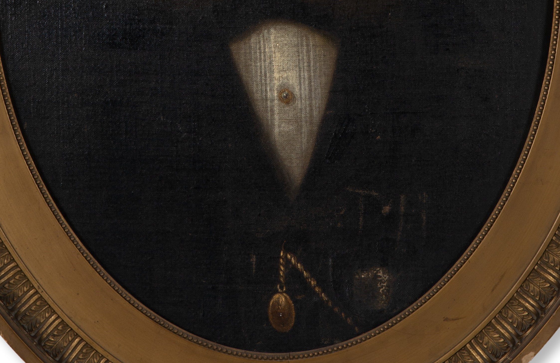 Dipinto ovale, Ritratto di gentiluomo, olio su tela su cartone, XIX secolo