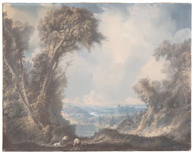 Dipinto a grisaille, Paesaggio con figure