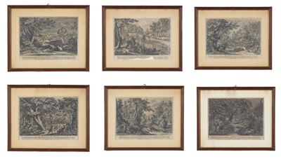 Incisioni del XVIII secolo, Paesaggi con figure (sei esemplari)